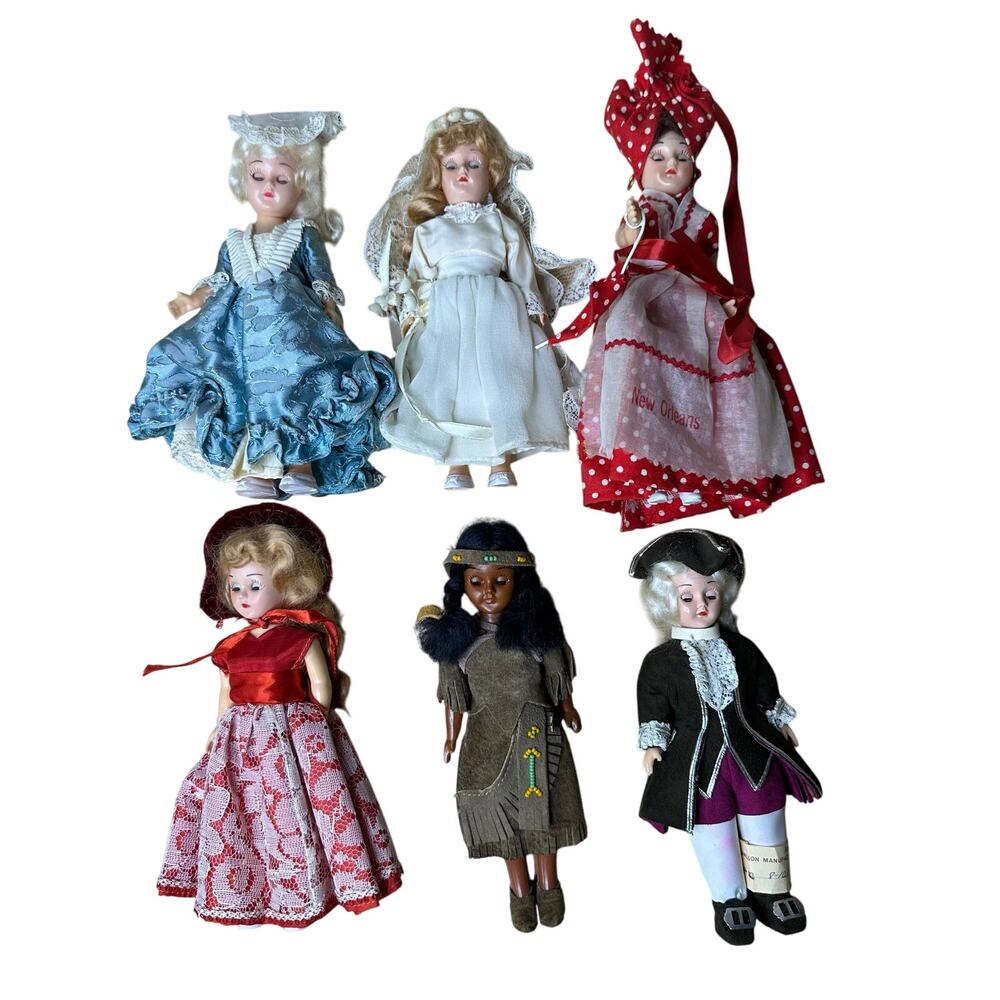 Vintage‎ Carlson Doll Lot Souvenir Sleepy Eyes George Washington Native American